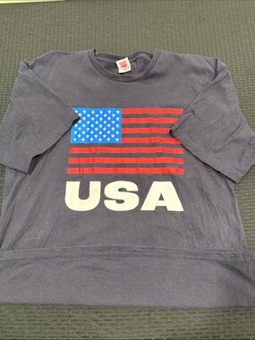 Bayside USA Flag Graphic T-Shirt in Navy size 2XL